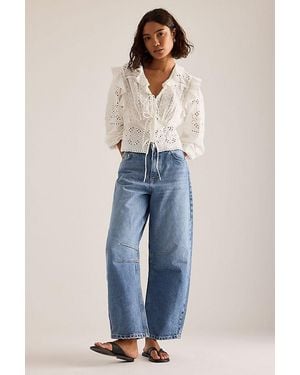 ALIGNE Mid-Rise Barrel Jeans - Blue
