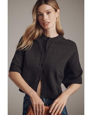 Pilcro The Goldie Cotton Crew Neck Jumper: Cardigan Edition - Grey