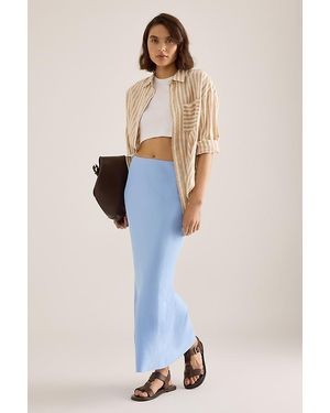 By Anthropologie The Tilda Slip Skirt: Linen Edition - Blue