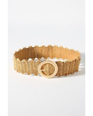 Anthropologie Scalloped Woven Raffia Belt - Brown