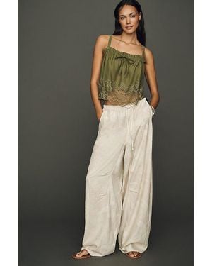 Pilcro Hannah Linen-Blend Camo Wide-Leg Trousers - Multicolour