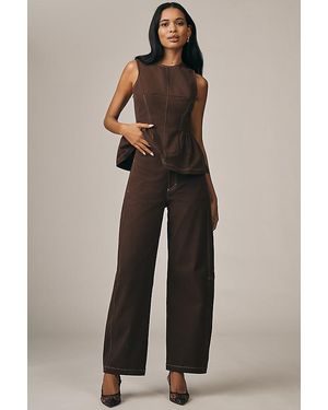 Maeve Curve Puddle Trousers - Brown