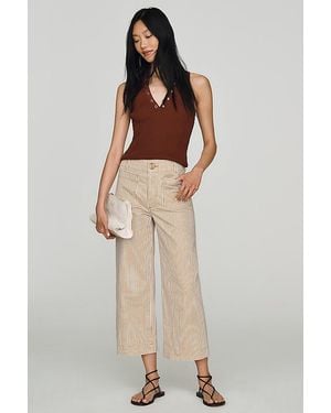 Maeve The Colette Cropped Wide-Leg Trousers By Striped Edition - Natural