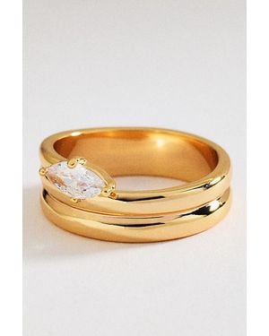 By Anthropologie Suspended Crystal Ring - Metallic