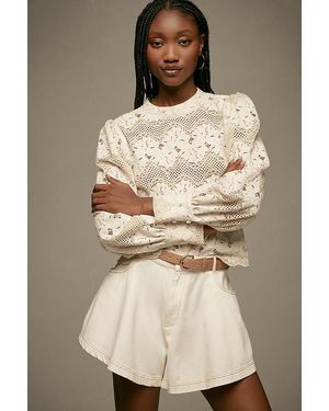 Dolan Left Coast Mock-Neck Lace Blouse - Natural