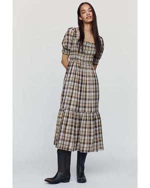 By Anthropologie The Peregrine Puff-Sleeve Midi Dress - White