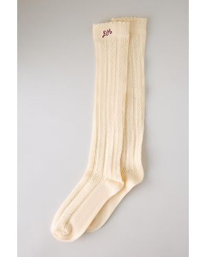 Damson Madder Knee-High Pointelle Socks - Natural
