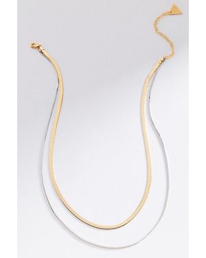 Anthropologie Double Layer Herringbone Necklace - White
