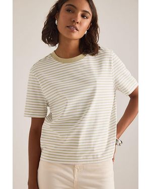 SELECTED Essential Striped Cotton T-Shirt - Brown