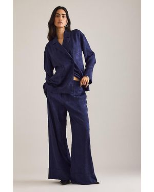 By Anthropologie Jacquard Wide-Leg Trousers - Blue