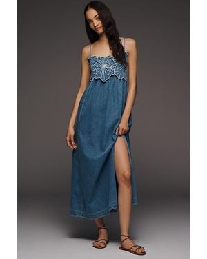 Pilcro Bouquet Embroidered Maxi Dress - Grey
