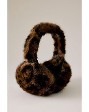 By Anthropologie Leopard Faux-Fur Earmuffs - Black