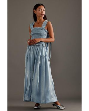 Damson Madder Satin Midi Dress - Blue