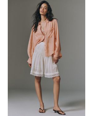 By Anthropologie Sheer Lace Petticoat Shorts - Grey
