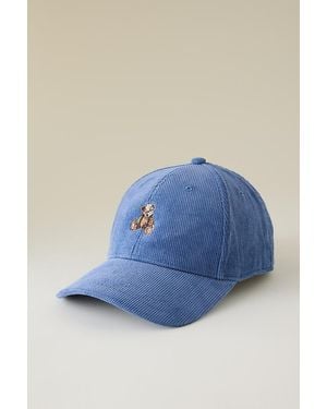 By Anthropologie Teddy Embroidered Cord Baseball Cap - Blue