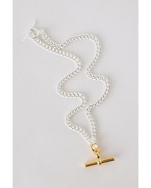 Tilly Sveaas Mixed Metal T-Bar Curb Link Necklace - White