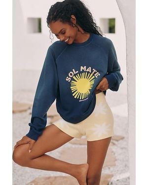 Celandine Daisy Bloom Knit Shorts - Blue