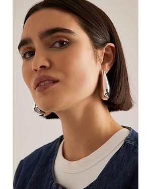 Anthropologie Plated Oversized Chunky Triangle Earrings - Blue