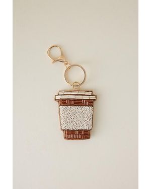 Anthropologie Beaded Coffee Bag Charm - Natural