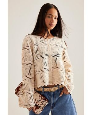 Object Orella Open Weave Knit Cardigan - Natural
