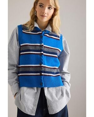 Damson Madder Sofie Merino Wool Jumper Vest - Blue