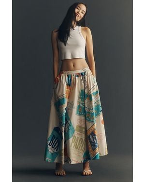 Maeve Jacie Poplin Printed Maxi Skirt By - Grey