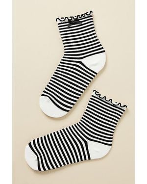 Anthropologie Striped Bow Socks - White
