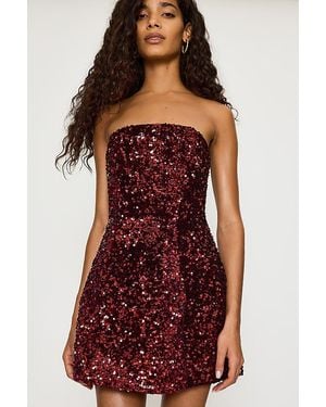 Bardot Helene Sequin Strapless Mini Dress - Red
