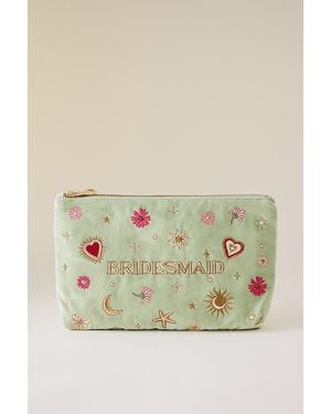 Elizabeth Scarlett Bridesmaid Embroidered Pouch - Blue