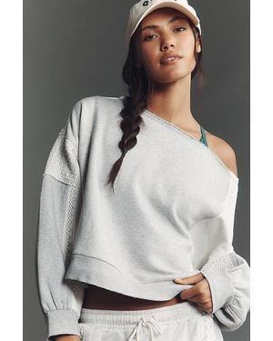 Daily Practice Crew-Neck Lace Panel Sweatshirt - Grey