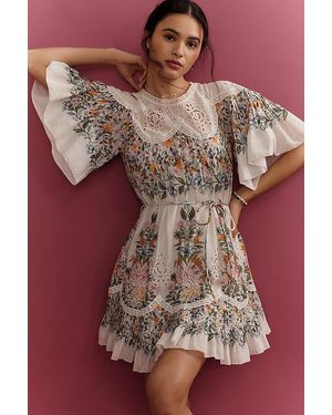 FARM Rio Sweet Bloom Bouquet Short-Sleeve Mini Dress - Multicolour