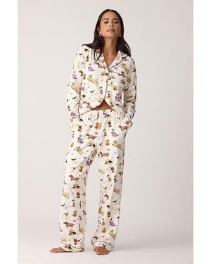 Chelsea Peers Halloween Dogs Organic Cotton Long Pyjama Set - Natural