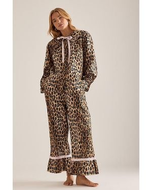 Damson Madder Felice Leopard Pyjama Set - Natural