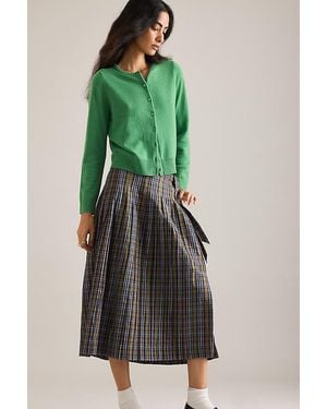 Damson Madder Josie Pleated Midi Skirt - Green