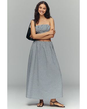 Maeve Gingham Midi Skirt - Grey