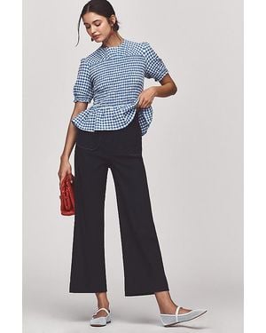 Maeve The Colette Scallop-Pocket Crop Wide-Leg Trousers By - Blue
