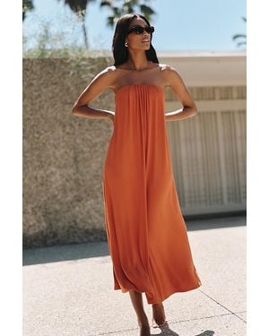 Celandine Strapless Midi Dress - Brown