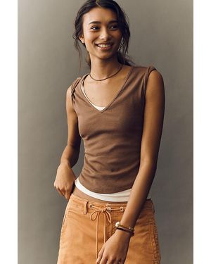 Maeve Betty V-Neck Short-Sleeve T-Shirt By - Brown