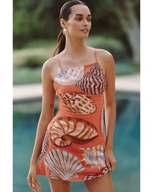 Celandine Linen-Blend Sleeveless Seashell Mini Dress - Green