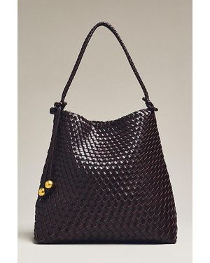 By Anthropologie Woven Knotted-Strap Bucket Bag - Black