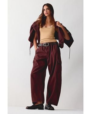 By Anthropologie Frankie Barrel Leg Cargo Trousers - Purple