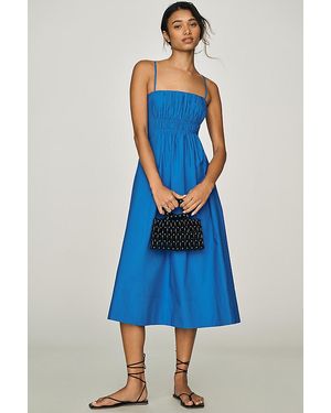 Maeve Cotton Ruched Midi Dress - Blue
