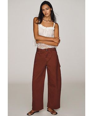 Pilcro The Kayden High-Rise Full Length Carpenter Barrel Trousers By - Brown