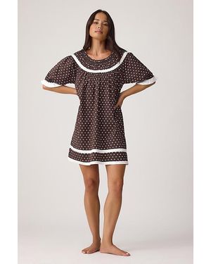 It's 9pm Paloma Polka Dot Babydoll Mini Dress - Brown