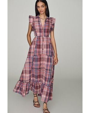 Pilcro Button-Front Ruffle Maxi Dress - Pink
