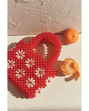 Melie Bianco Selena Floral Beaded Bag - Red