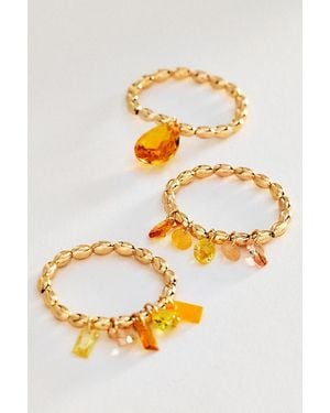 By Anthropologie Crystal Stretch Rings, Set Of 3 - Grey