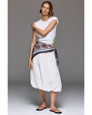 Maeve Scarf-Detail Bubble-Hem Midi Skirt - Grey