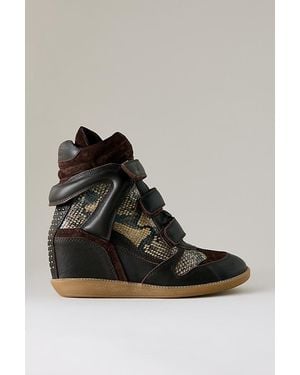 Bronx Jaeyy Snake Print Wedge Trainers - Black