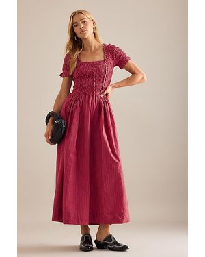 Damson Madder Raphaela Ruffle Midi Dress - Red